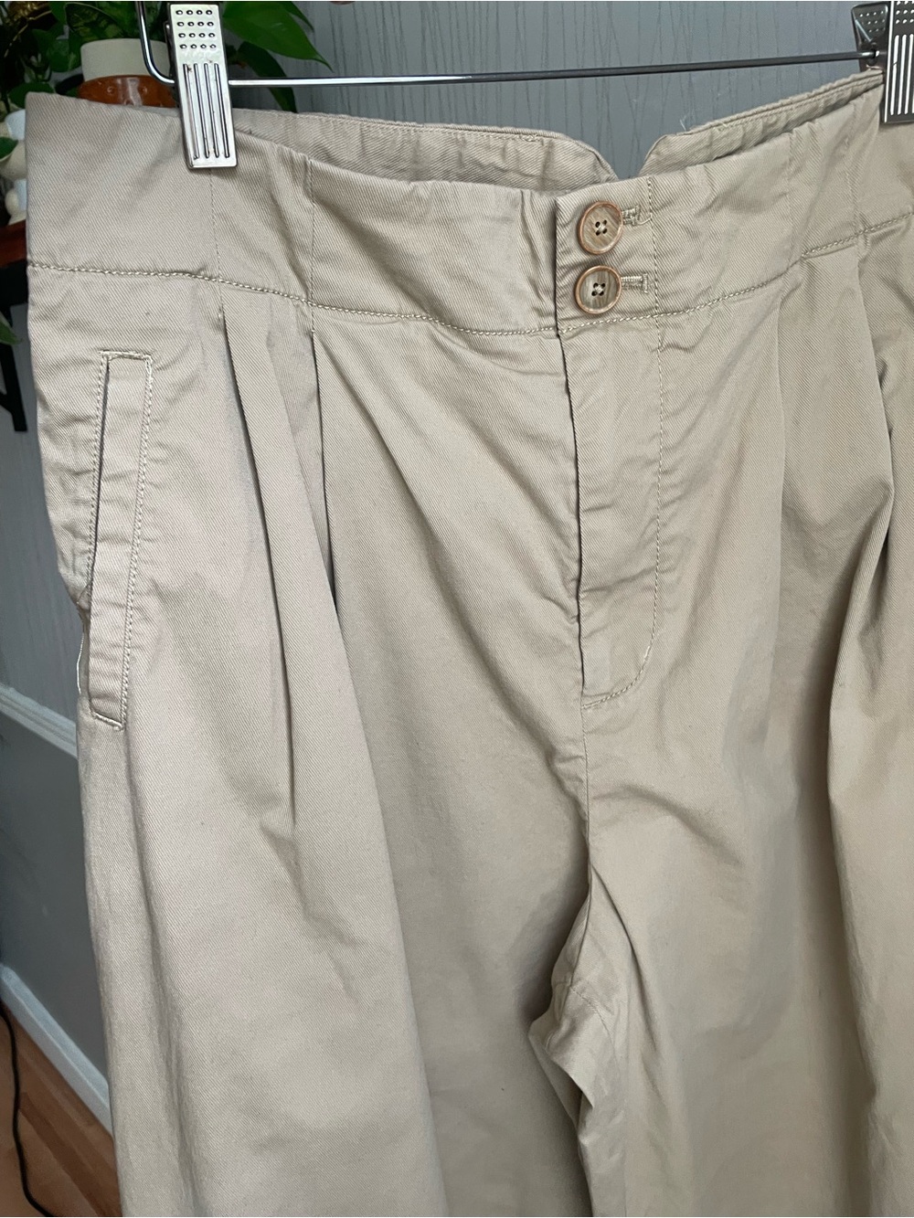 Maeve by Anthropologie Khaki Wide Leg Pants Women’s Size 10 Pleated High Rise - Picture 6 of 12